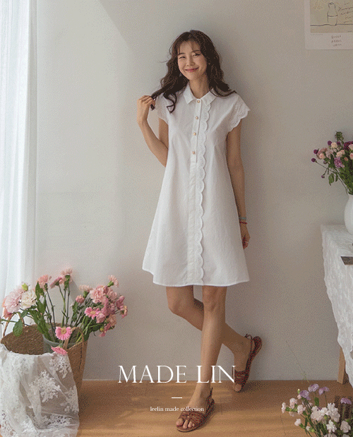 [新賞特価8千ウォン割引] <FONT color=#5a3954>MADE LIN</font>ゼロア レース カラーコットンワンピース[size:F(55～66)]
