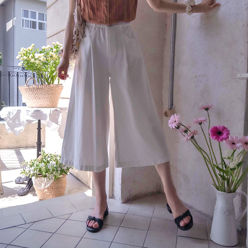 クランツビークーリングフレキシブルフィットラブリーズホワイトデニムスカートパンツ[size:S,M,L]