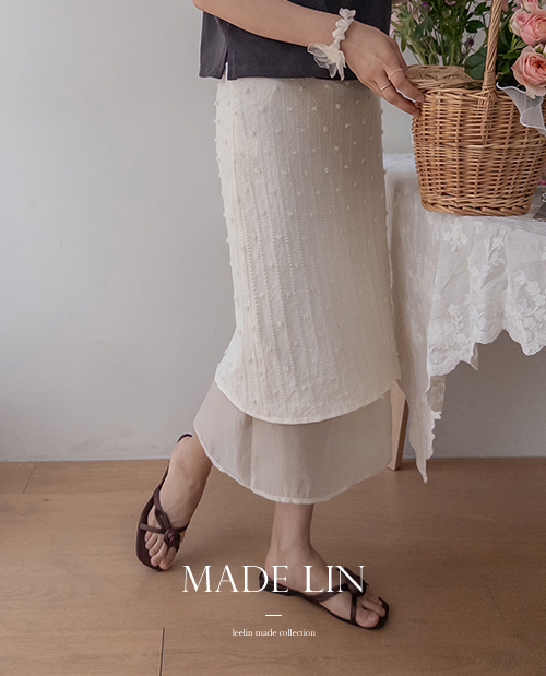 [新賞8千ウォン割引] <FONT color=#5a3954>MADE LIN</font>チェスディ 春の花 松本 レイヤード スカート[size:S,M]
