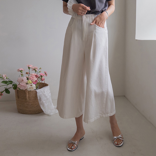 クランツビークーリングフレキシブルフィットラブリーズホワイトデニムスカートパンツ[size:S,M,L]