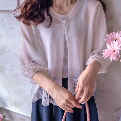 [LABEL] ポリッド サマー雨針 スカッシュ バルーン カーディガン [size:F(55～66)]