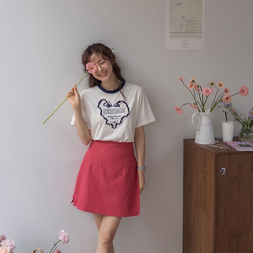 [LABEL]セリントラブリーハート刺繍ティーシャツ [size:F(55～66)]