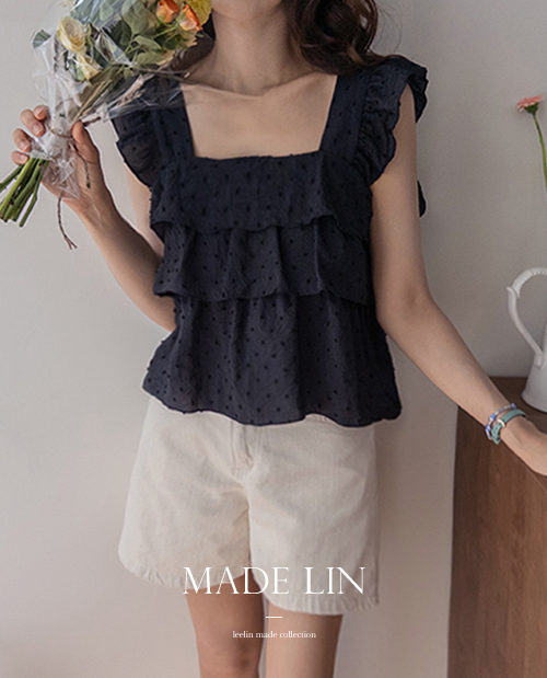 [ベスト特価6千ウォン割引] <FONT color=#5a3954>MADE LIN</font>コジェットカンカンドットシャーリングブラウス[size:F(55～66)]