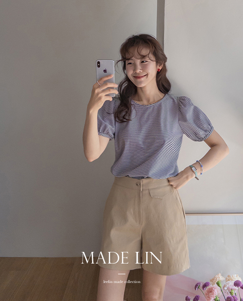 [ベスト特価4千ウォン割引] <FONT color=#5a3954>MADE LIN</font>ダリア ダンガラパフティーシャツ[size:F(55～66)]