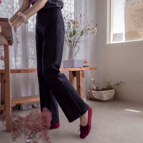 [アリー秋♥10％セール] [LABEL] シュジェイク チュッグススパン スリム ロング脚フィットバンドパンツ [size:S,M,L]