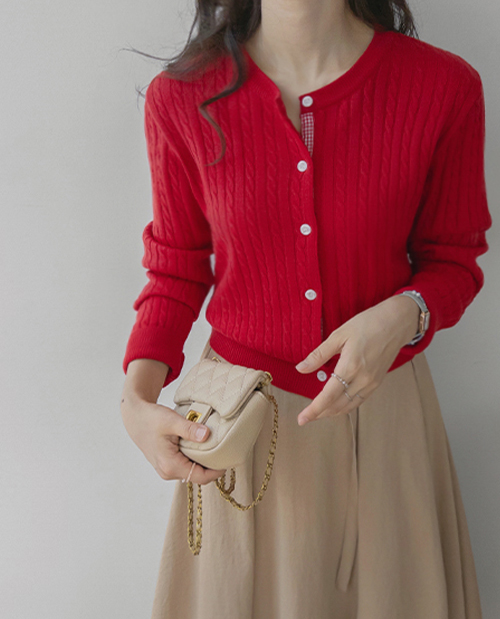 [アリー秋♥10%セール][LABEL][ヒドゥンチェック]フロイケーブル チェックチェック配色 カーディガン [size:F(55～66)]