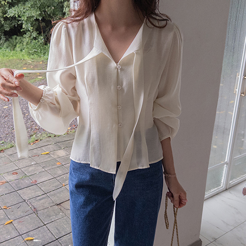 エルビン女性 銀銀グロッシータイブラウス [size:F(55～66)]