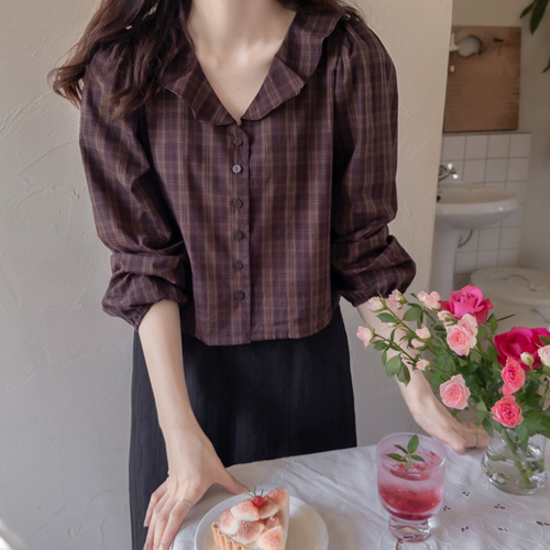 [早い秋♥10%セール][LABEL] ロモンド・シャリンカラ 秋チェック ソフィスティケイト ブラウス [size:F,1]