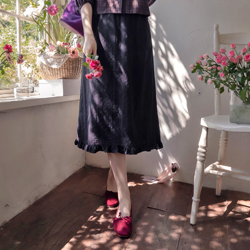 ラブ秋ピュアジュル 下段シャーリングエッジバンド スカート [size:F(55～66)]