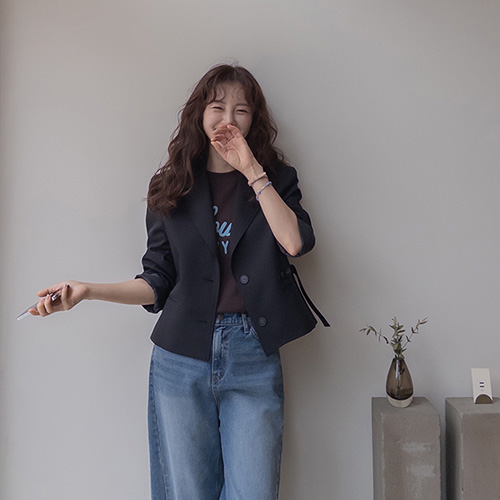 【アリー秋♥10％セール】ニューエンドクラシックストラップツーボタンジャケット[size:F(55～66)]