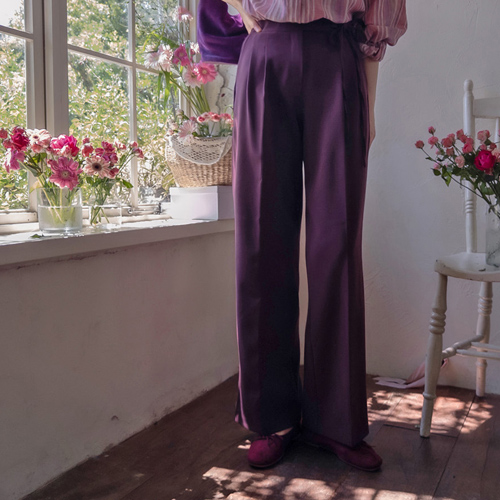 ロイト チュッグススパン リボン紐 秋ピンタック シックなパンツ [size:S,M]