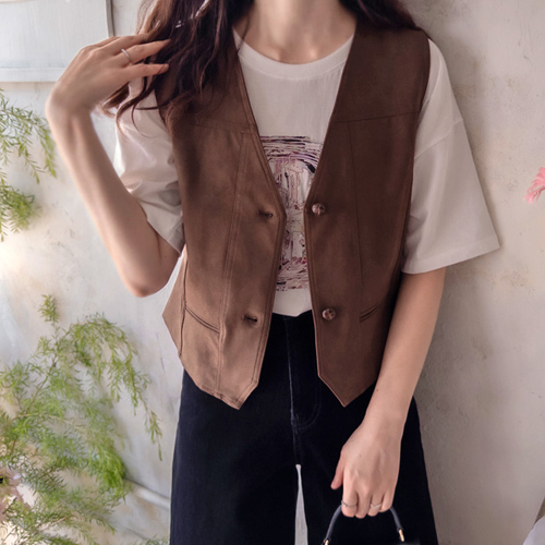 [LABEL] プランドミースエード 秋の感じベスト [size:F(55～66)]