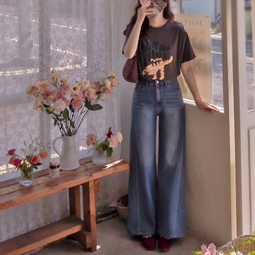 アンロモンディ秋切開ワイドフィットバンドパンツ[size:S,M,L]