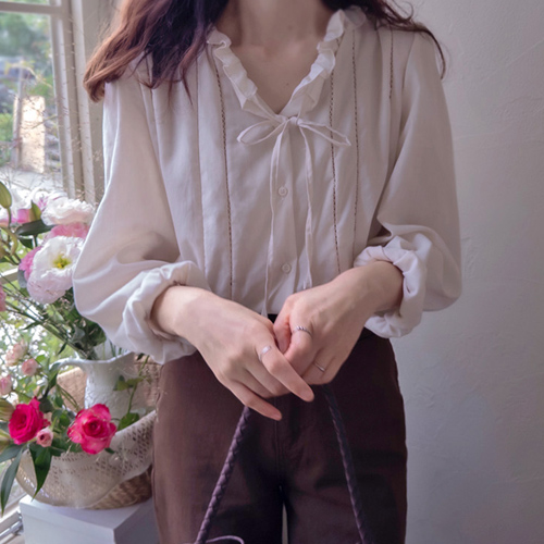 シャルマンポイント レース シャリングカラー ブラウス[size:F(55～66)]