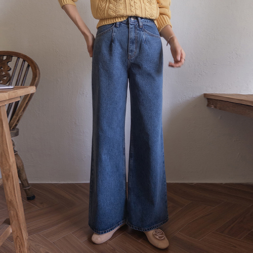 ダニエル オシャレなタンタンコットン ワイドデニムパンツ [size:S,M,L]