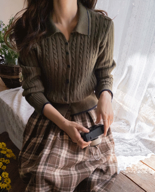 ケイト すっきりベーシックカラー配色 プレッシャーパターンカーディガン [size:F(55～66)]