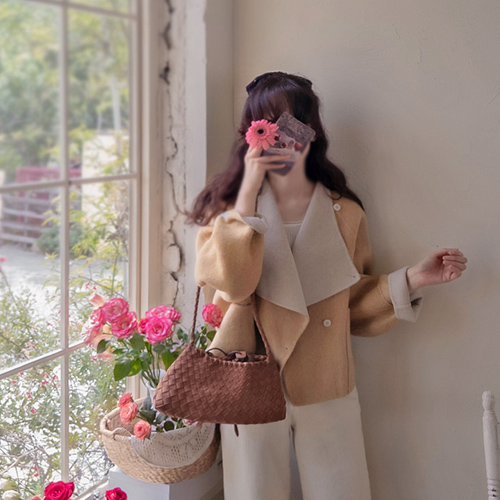 シュマイルドカラー配色 洗練美 ハンドメイドコート [size:F(55～66)]