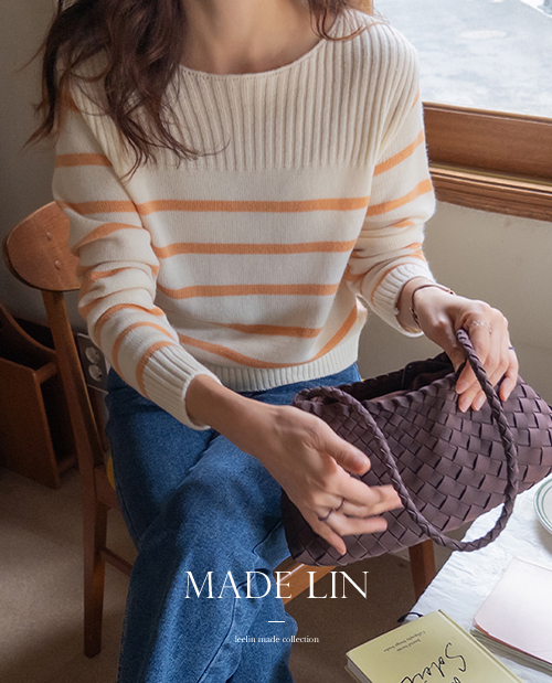 [ベスト特価3千ウォン割引] <FONT color=#5a3954>MADE LIN</font>コタメリノストライプニット[size:F(55～66)]