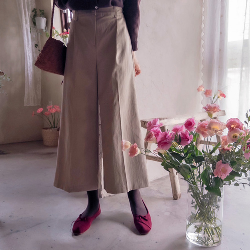 ジェイ・ピンタック・チュッグススパン フレキシブルフィット 耳よみ キュロットパンツ [size:s,M,L]