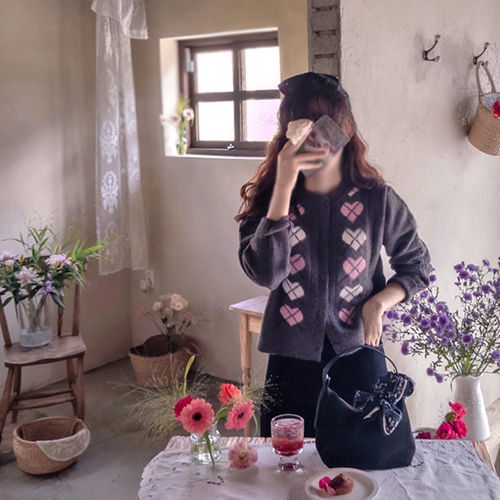 フェルミハートとアーガイリーソフトカーディガン [size:F(55～66)]