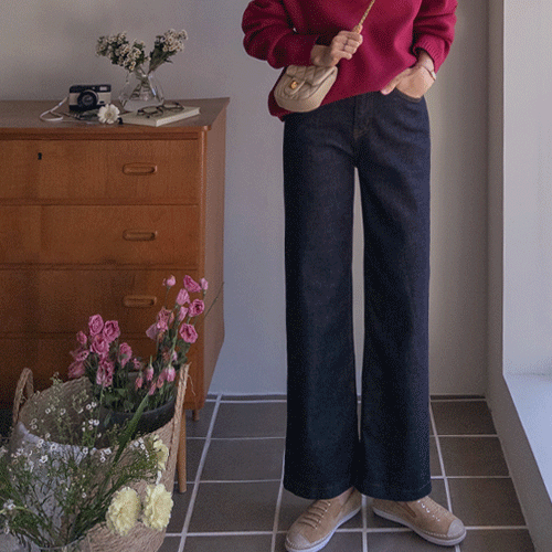 [ディープ生地][LABEL]ジェイシーディップ生地日付ワイドデニムパンツ[size:S,M,L]