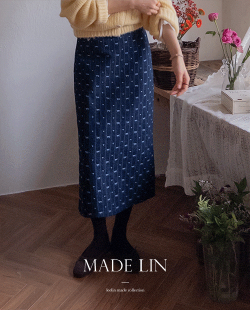 [ベスト特価6千ウォン割引] <FONT color=#5a3954>MADE LIN</font>デリアリボンデニムHラインロングスカート[size:S,M]