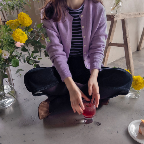 ニューソムキャンディー ラウンドネック パステル エレガントなカーディガン [size:F(55～66)]