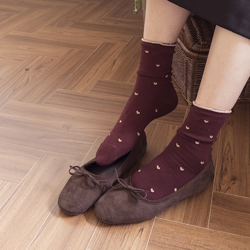 ハート喜びエンドフリル配色ソックス