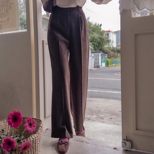 ロッドピンタック・チャールスリムフィット ボードル起毛バンドパンツ [size:F,L]