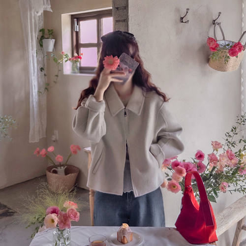 デメーションジップアップ 柔らかいエリカラハンドメイドコート[size:F(55～66)]