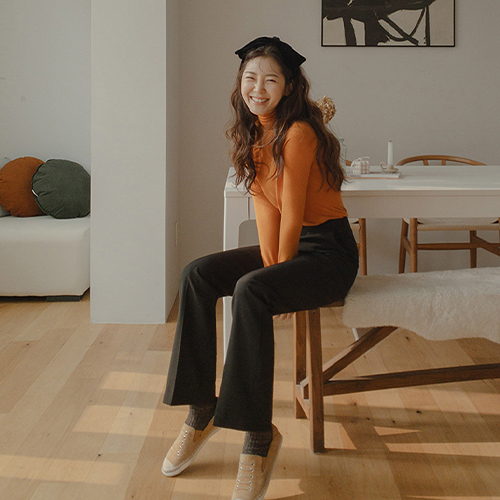 [限定数量 40%セール] <FONT color=#5a3954>MADE LIN</font> [ブラック]セリンド チャール マッシュブーツカット スレックスパンツ[size:S,M,L(ロング/ショット)]