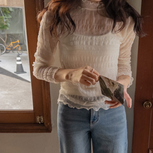 [LABEL] ラブウェーブ ハーンハイネック シーツルー ブラウス [size:F(55～66)]