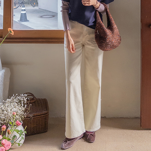 [起毛裏地]チェニンプユニーク暖かい日付ワイドデニムパンツ[size:S,M,L]