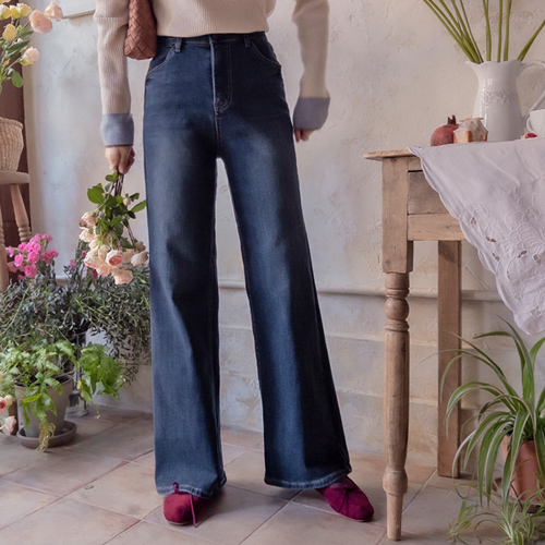 [新賞特価8千ウォン割引] <FONT color=#5a3954>MADE PREMIUM</font>ディアルズヒット 速記毛 セミワイドデニムパンツ[size:S,M,L,XL]