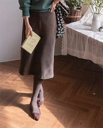 [ボードルボードル] ベニエル高級生地 チャッツスパン 裏バンディング Hライン 裏スリット ロングスカート [size:F(55～66盤)]