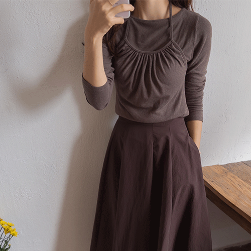 スリム ジェリー ジェイス ホルターネック レイヤード ティーシャツ [size:F(55～66)]