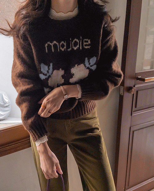 スノア ドトムポグン くすくフラワー刺繍 ニット [size:F(55～66盤)]