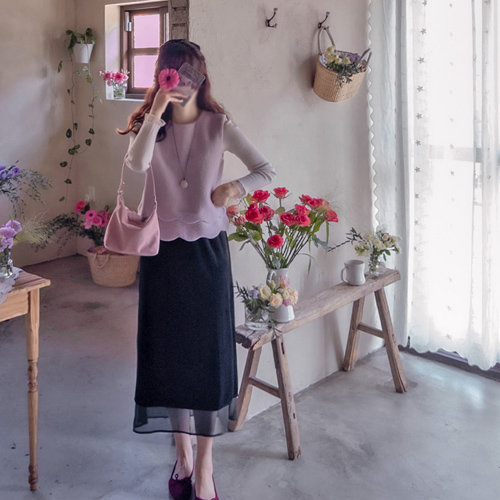 [LABEL] ドゥエンヌ 波状模様 ポイント エレガントなベスト [size:F(55～66)]