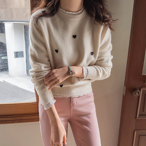 リビアナボドルタッチ感 ふわふわかわいいミニハートニット [size:F(55～66)]