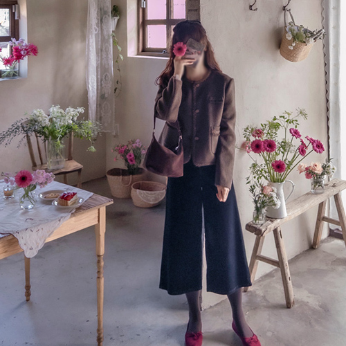 [グッドクオリティ]ベノア高級感のあるポケットポイントセミクロップハンドメイドジャケット[size:F(55～66盤)]