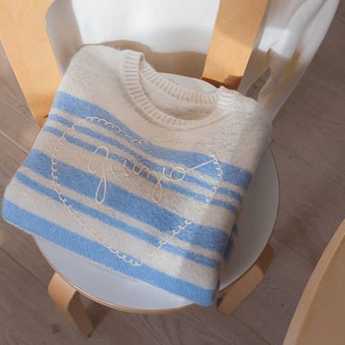 [LABEL] ラブリーハート刺繍ヘアリーダンガラニット [size:F(55～66盤)]