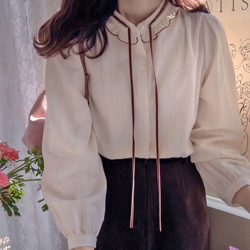 グナスラブリーベルベットひも起毛ブラウス[size:F(55～66)]