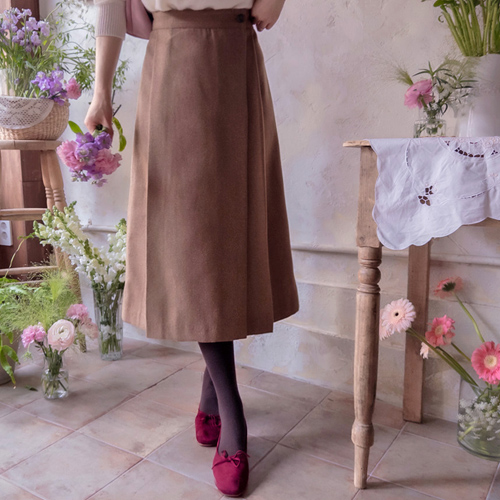 モモンティア ピンタックプリーツ 綺麗ラインバンドラップスカート [size:F(55～66)]