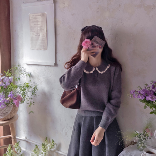 アンシャリアウェーブカラー タンタンチャッツスパン ドトムニット [size:F(55～66)]