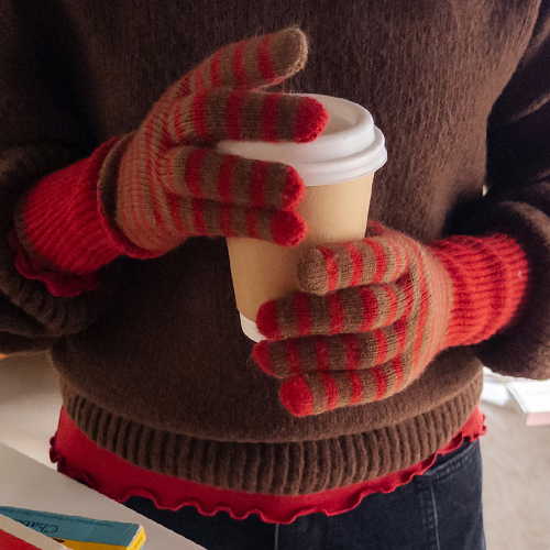 スノーガーデン配色ストライプタッチ手袋