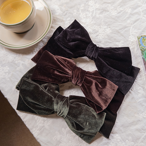 オーラローゼビッグリボンベルベットヘアピン