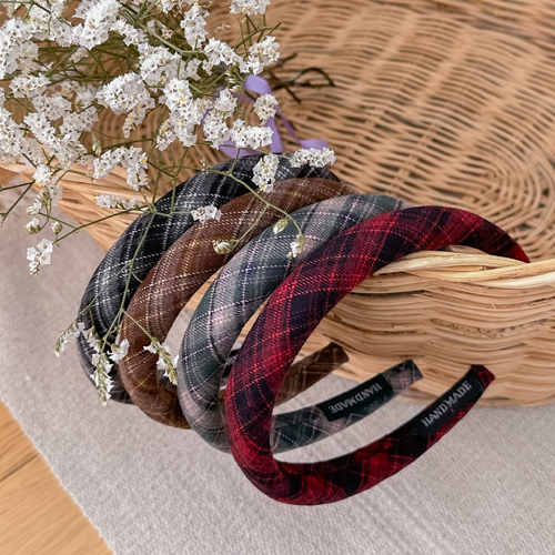 エスプレッソローズチェックヘアバンド