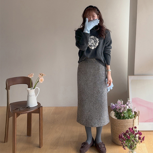 ルネイン 豪華なレースプリント ウールニット [size:F(55～66)]