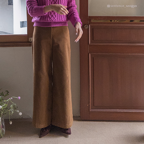 [体型補完]ケルン起毛コーデュロイ日付フィットワイドパンツ[size:S,M,L]