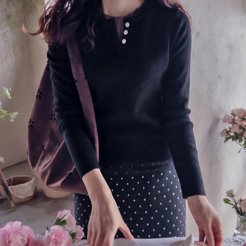 [LABEL] クラディンシースルー配色 追得伸縮 やわらかいニット [size:F(55～66)]